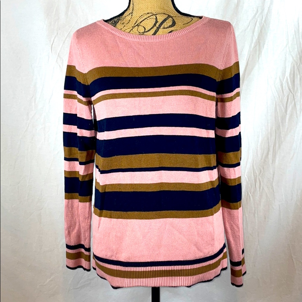 Ann Taylor Loft Pink Striped Sweater Sz Medium